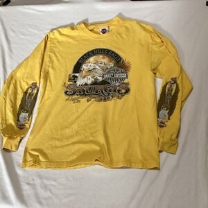 Harley Davidson Sturgis Black Hills Rally 2007 Long Sleeve Yellow T Shirt Men L